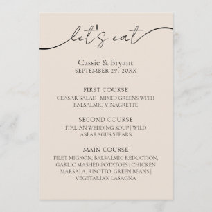 クラシックモダンScript Elegant Wedding Menu メニュー