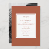 クラシックモダンTerracotta写真結婚の 招待状 (正面/裏面)