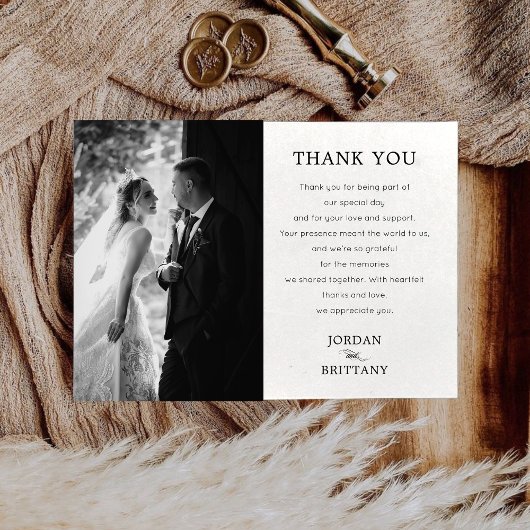 クラシックモノク結婚ロの写真サンキューカード サンキューカード