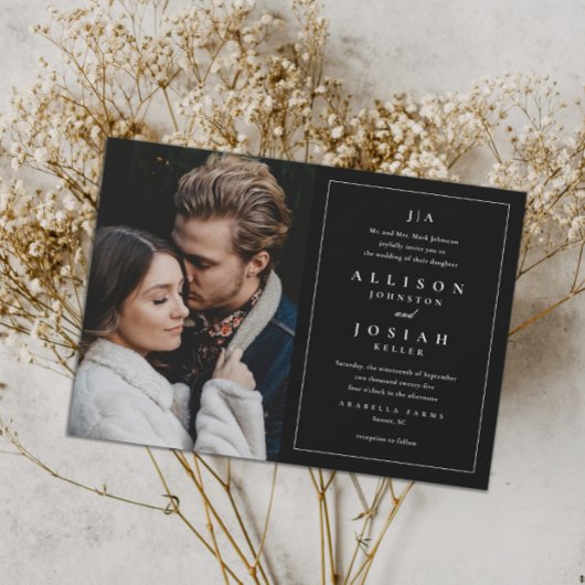 クラシックモノグラエレガントム写結婚真 招待状