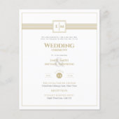 クラシックモノグラフォーマルム結婚の白金ゴールド招待状 (正面)