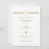 クラシックモノグラフォーマルム結婚の白金ゴールド招待状 招待状 (正面)
