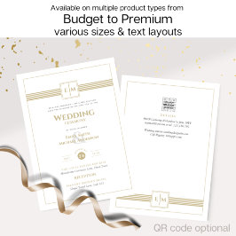 クラシックモノグラフォーマルム結婚の白金ゴールド招待状 招待状