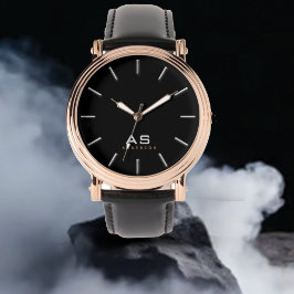 クラシックモノグラムとネームメンズブラックバンド手首 腕時計