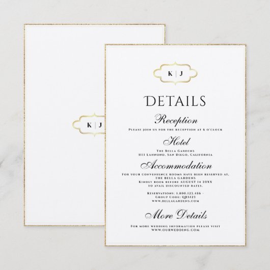 クラシックモノグラムとロマンチックな書結婚道 エンクロージャーカード (正面/裏面)