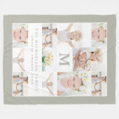 クラシックモノグラムと年の写真コラージュ フリースブランケット (正面(横))