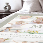 クラシックモノグラムと年の写真コラージュ フリースブランケット