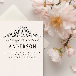 クラシックモノグラムのスクリプト名はっきりした差出人住所 ラバースタンプ