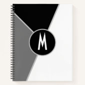 クラシックモノグラムの白黒カラーブロック ノートブック (正面)