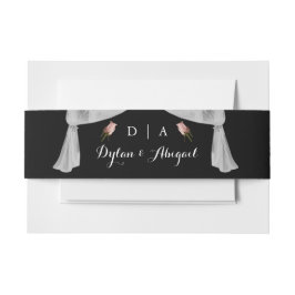 クラシックモノグラムのBlkとバラの結婚ベリーバンド 招待状ベリーバンド