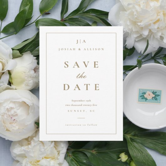 クラシックモノグラムのSave the Date 招待状