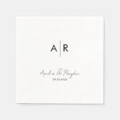 クラシックモノグラムのScriptタイポグラフィ結婚の スタンダードカクテルナプキン (正面)