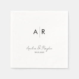 クラシックモノグラムのScriptタイポグラフィ結婚の スタンダードカクテルナプキン