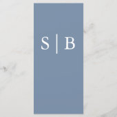 クラシックモノグラムほこりっぽいブルー結婚ズ メニュー (裏面)