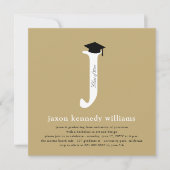 クラシックモノグラムアルファベットJ写真卒業パーティー 招待状 (正面)