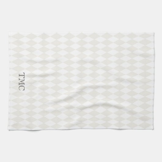 クラシックモノグラムイニシャルズハーレクインダイヤモンド キッチンタオル (横)