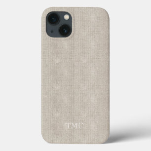 クラシックモノグラムイニシャルラグジュアリーリネンファブリックテック iPhone 13ケース