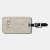 クラシックモノグラムイニシャルリネンファブリックトラベル ラゲッジタグ (正面横)