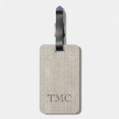 クラシックモノグラムイニシャルリネンファブリックトラベル ラゲッジタグ (裏面縦)