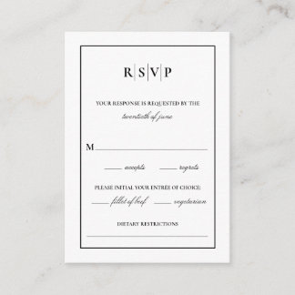 クラシックモノグラムウェディングRSVP エンクロージャーカード