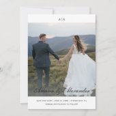 クラシックモノグラムエレガントスクリプ結婚ト2枚 セーブザデート (正面)