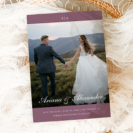 クラシックモノグラムエレガントスクリプ結婚ト2枚 セーブザデート