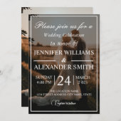 クラシックモノグラムエレガントフォト結婚式招待状 招待状 (正面/裏面)