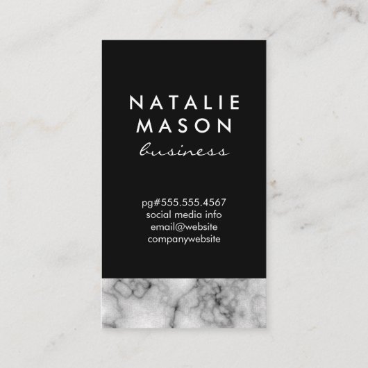 クラシックモノグラムオンブラックと大理石トリム 名刺 (裏面)