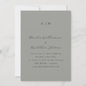 クラシックモノグラムグレーとブラックスクリプ結婚ト 招待状 (正面)