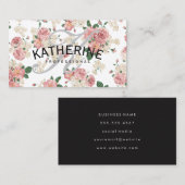 クラシックモノグラムグレーヴィンテージフローラルパターン 名刺 (正面/裏面)