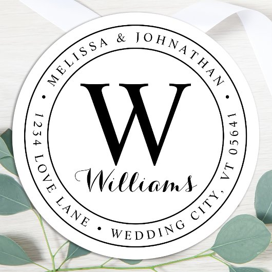 クラシックモノグラムサークル差出人住所ラベル ラウンドシール