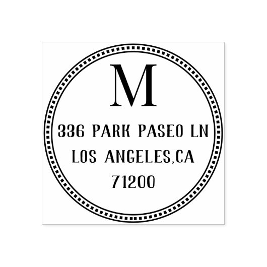 クラシックモノグラムシールラウンド差出人住所ゴム ラバースタンプ (インプリント)