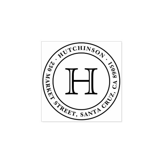 クラシックモノグラムシールラウンド差出人住所 ラバースタンプ (インプリント)