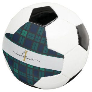 クラシックモノグラムスクリプトネーム Plaid Tartan サッカーボール