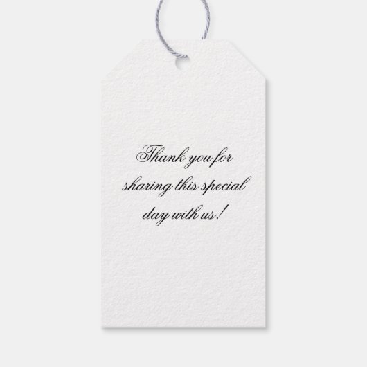 クラシックモノグラムスクリプトブラックと金ゴールド結婚ズ ギフトタグ (裏面)