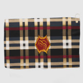 クラシックモノグラムスタイリッシュプレイドブラックレッド&ベージュ ゴルフタオル (横)