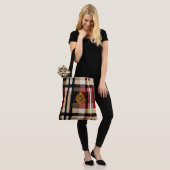 クラシックモノグラムスタイリッシュプレイドベージュレッド&ブラック トートバッグ (モデル)