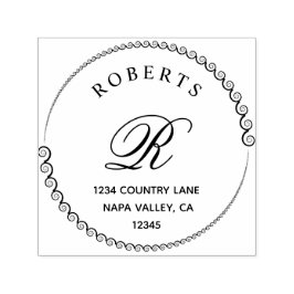 クラシックモノグラムセリフの名前とリターンの自己手書き セルフインキングスタンプ