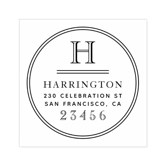 クラシックモノグラムタイポグラフィカスタム差出人住所 ラバースタンプ (インプリント)