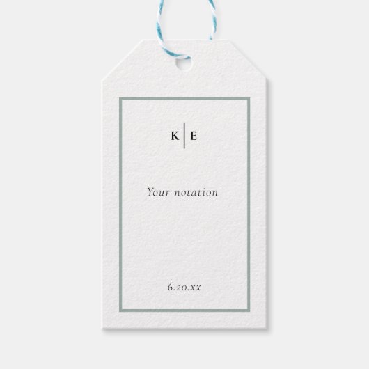 クラシックモノグラムダスティグリーンギフトラベル ギフトタグ (正面)