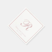 クラシックモノグラムダスティバラピンクエレガントな結婚式 スタンダードカクテルナプキン (角)