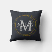 クラシックモノグラムダークグレー金ゴールドリングや輪 クッション (裏面)