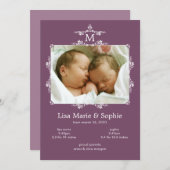 クラシックモノグラムツインズフォト出生発表 案内状 (正面/裏面)