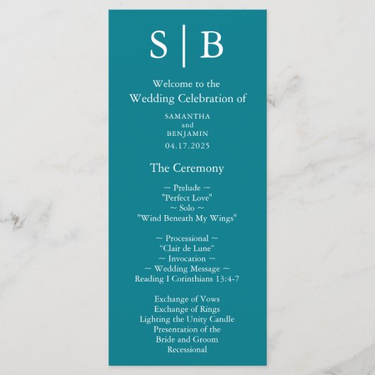 クラシックモノグラムティール（緑がかった色）結婚ズ プログラム (正面)
