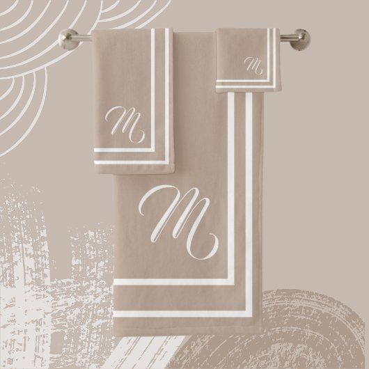 クラシックモノグラムトープ/ホワイトバスタオルセット バスタオルセット