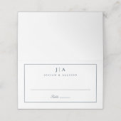 クラシックモノグラムネイビーブルーの結婚式 プレイスカード (外部開封)