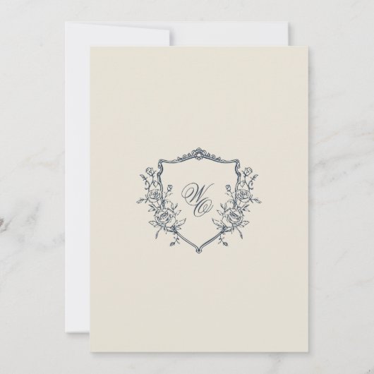 クラシックモノグラムネイビーブルーリハーサルディナー 招待状 (裏面)