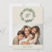 クラシックモノグラムパインリースクリスマスフォト シーズンカード (正面)