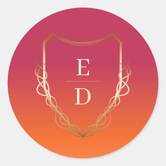 クラシックモノグラムビバマゼンタグラデーションゴールデン ラウンドシール (正面)