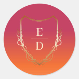 クラシックモノグラムビバマゼンタグラデーションゴールデン ラウンドシール